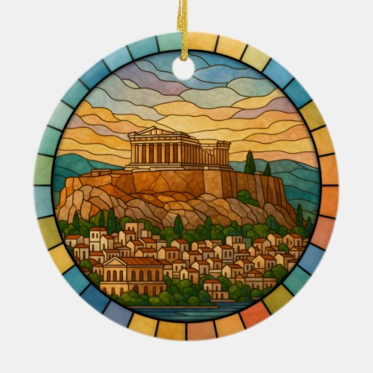Gepersonaliseerd Glas in lood Athens Ornament (Achterkant)