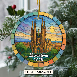 Gepersonaliseerd Glas in lood Barcelona Ornament