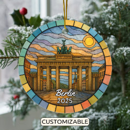 Gepersonaliseerd Glas in lood Berlin Ornament, Dui Keramisch Ornament