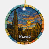 Gepersonaliseerd Glas in lood Brussel Ornament (Voorkant)