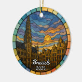 Gepersonaliseerd Glas in lood Brussel Ornament (Links)