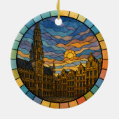 Gepersonaliseerd Glas in lood Brussel Ornament (Achterkant)