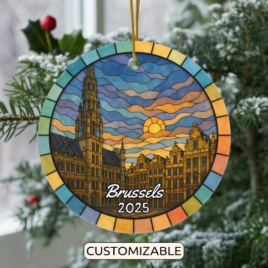 Gepersonaliseerd Glas in lood Brussel Ornament