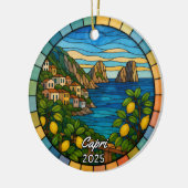 Gepersonaliseerd Glas in lood Capri Ornament, Ital Keramisch Ornament (Links)