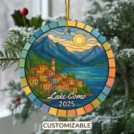 Gepersonaliseerd Glas in lood Comomeer, Italië Keramisch Ornament