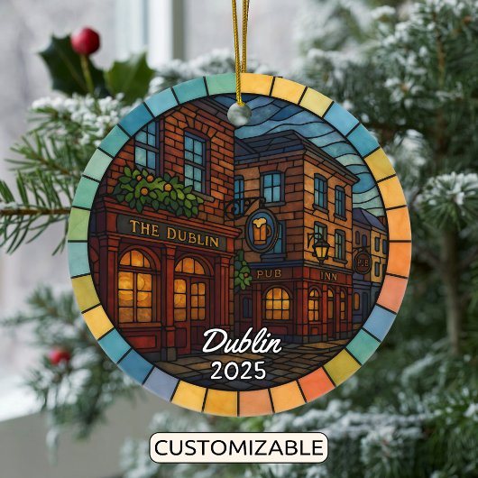 Gepersonaliseerd Glas in lood Dublin België Keramisch Ornament
