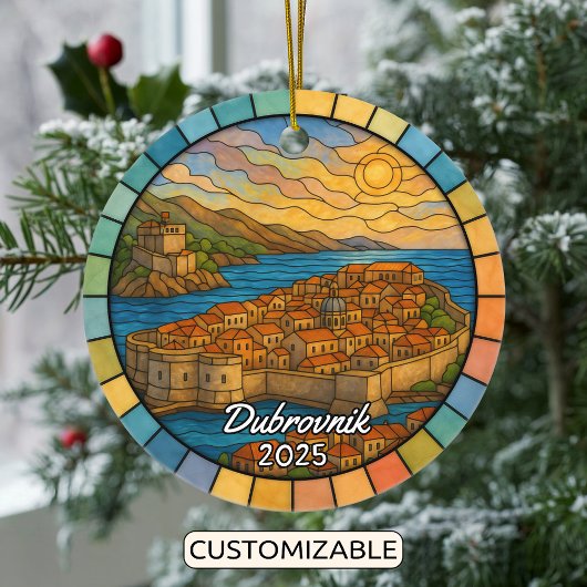 Gepersonaliseerd Glas in lood Dubrovnik, Kroatië Keramisch Ornament