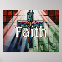 Gepersonaliseerd Glas in lood Faith Cross Poster