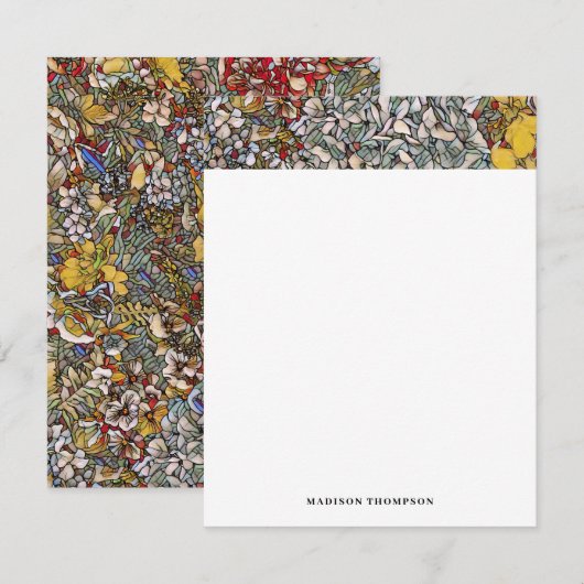 Gepersonaliseerd Glas in lood Floral Journal Notitiekaartje (Voorkant / Achterkant)