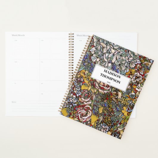Gepersonaliseerd Glas in lood Floral Journal Planner (Display)