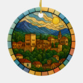 Gepersonaliseerd Glas in lood Granada Ornament, Sp Keramisch Ornament (Achterkant)