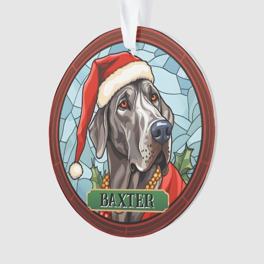 Gepersonaliseerd Glas in lood Grote Deen XMAS Ornament (voorkant)