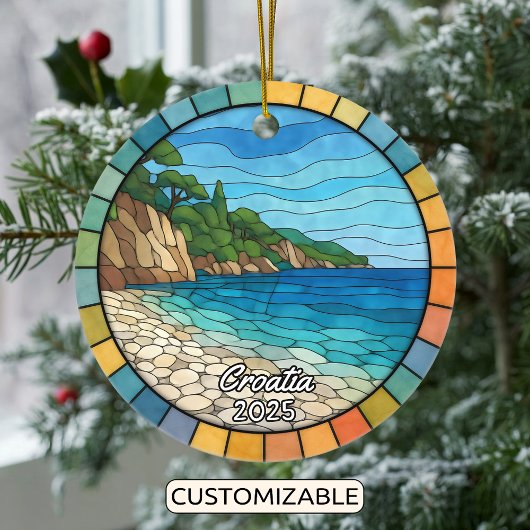 Gepersonaliseerd Glas in lood Kroatië Ornament