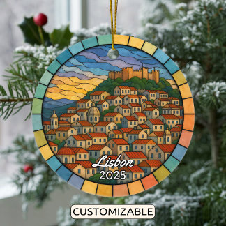 Gepersonaliseerd Glas in lood Lissabon, Portugal Keramisch Ornament