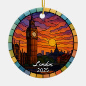 Gepersonaliseerd Glas in lood Londen, Engeland Keramisch Ornament (Voorkant)