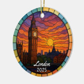 Gepersonaliseerd Glas in lood Londen, Engeland Keramisch Ornament (Links)
