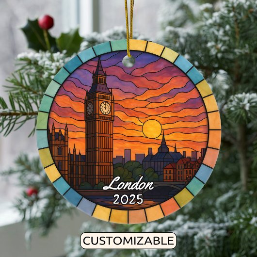 Gepersonaliseerd Glas in lood Londen, Engeland Keramisch Ornament