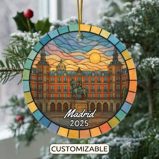 Gepersonaliseerd Glas in lood Madrid Ornament, Spa Keramisch Ornament