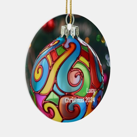 Gepersonaliseerd Glas in lood Ornament (Rechts)