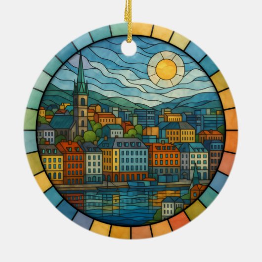 Gepersonaliseerd Glas in lood Oslo Ornament (Achterkant)