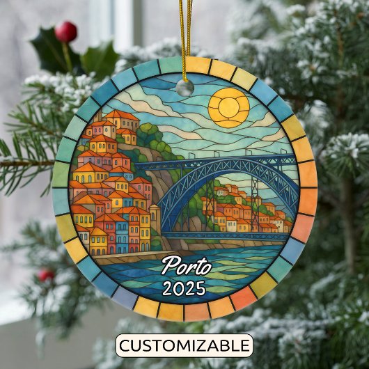 Gepersonaliseerd Glas in lood Porto, Portugal Keramisch Ornament