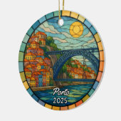 Gepersonaliseerd Glas in lood Porto, Portugal Keramisch Ornament (Links)