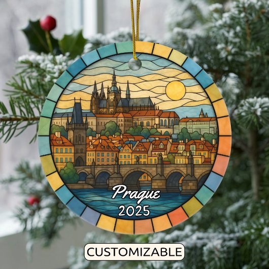 Gepersonaliseerd Glas in lood Praag, Tsjechië Keramisch Ornament