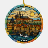 Gepersonaliseerd Glas in lood Praag, Tsjechië Keramisch Ornament (Voorkant)