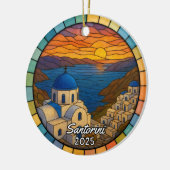 Gepersonaliseerd Glas in lood Santorini, Griekenla Keramisch Ornament (Links)