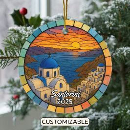 Gepersonaliseerd Glas in lood Santorini, Griekenla Keramisch Ornament