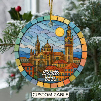 Gepersonaliseerd Glas in lood Sevilla Ornament, Sp Keramisch Ornament