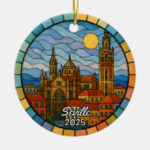 Gepersonaliseerd Glas in lood Sevilla Ornament, Sp Keramisch Ornament (Voorkant)