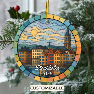 Gepersonaliseerd Glas in lood Stockholm, Zweden Keramisch Ornament