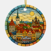 Gepersonaliseerd Glas in lood Tallinn, Estland Keramisch Ornament (Voorkant)