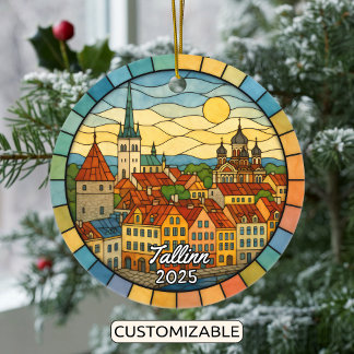 Gepersonaliseerd Glas in lood Tallinn, Estland Keramisch Ornament