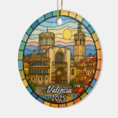 Gepersonaliseerd Glas in lood Valencia, Spanje Keramisch Ornament (Links)