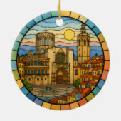 Gepersonaliseerd Glas in lood Valencia, Spanje Keramisch Ornament (Achterkant)