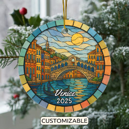 Gepersonaliseerd Glas in lood Venetië Ornament, It Keramisch Ornament