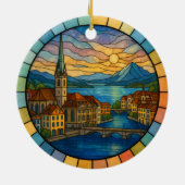 Gepersonaliseerd Glas in lood Zürich, Zwitserland Keramisch Ornament (Achterkant)
