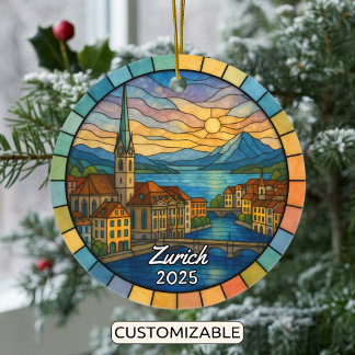 Gepersonaliseerd Glas in lood Zürich, Zwitserland Keramisch Ornament