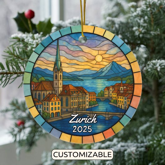 Gepersonaliseerd Glas in lood Zürich, Zwitserland Keramisch Ornament