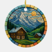 Gepersonaliseerd Glas in lood Zwitserse Alpen, Zwi Keramisch Ornament (Achterkant)