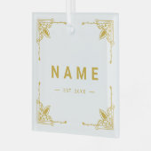 Gepersonaliseerd glazen Ornament met elegante naam (Voorkant links)