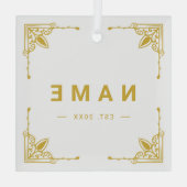 Gepersonaliseerd glazen Ornament met elegante naam (Achterkant)