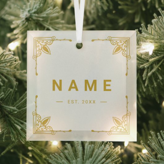 Gepersonaliseerd glazen Ornament met elegante naam (Insitu)