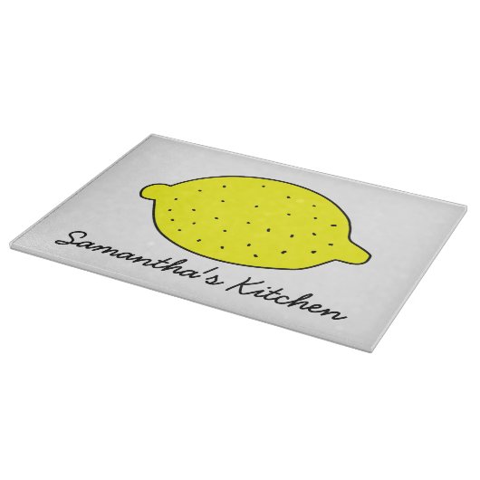 Gepersonaliseerd glazen snijbord met gele citroen snijplank (Hoek)