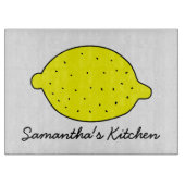 Gepersonaliseerd glazen snijbord met gele citroen snijplank (Voorkant)