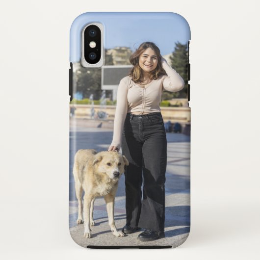 Gepersonaliseerd glimlachend meisje met huisdier h Case-Mate iPhone case (Achterkant)