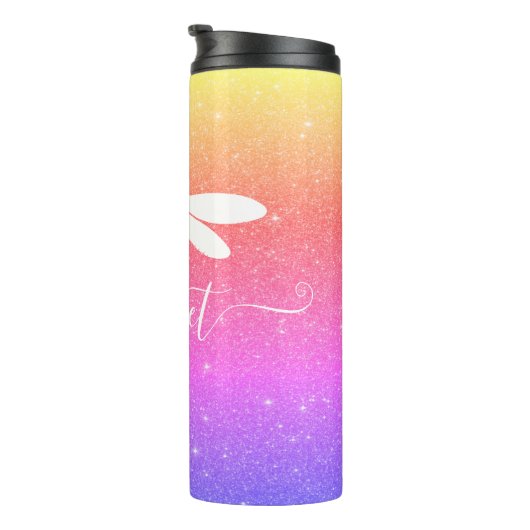 gepersonaliseerd glitter en libellen thermosbeker (Geroteerd rechts)