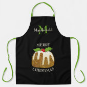 Gepersonaliseerd | GLITTER Pudding Black | Kerstmi Schort (Voorkant)